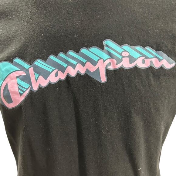 Vintage Y2K Champion Black T-Shirt Men’s Medium – Pink &  Blue Graffiti Logo - Picture 5 of 7